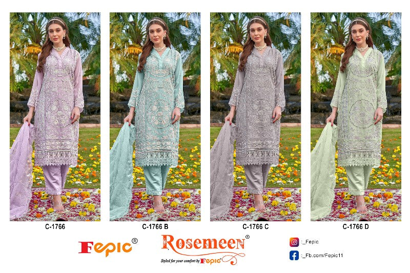 1766-Rosemeen Fepic Organza Pakistani Salwar Suits Exporter Ahmedabad