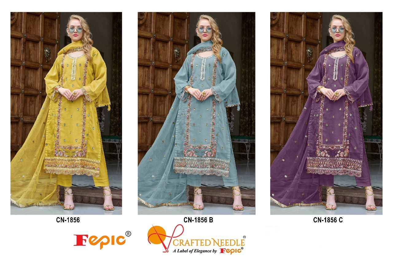 1856 Fepic Organza Pakistani Salwar Suits Manufacturer