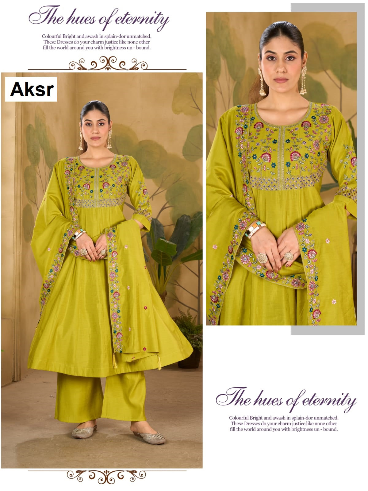 18 Kalli 0810 Aksr Roman Silk Readymade Plazzo Style Suits Wholesaler Gujarat