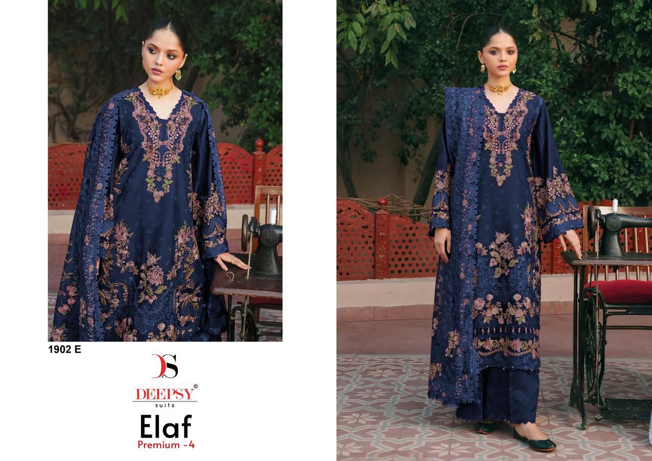 1902 Elaf Premium 4 Deepsy Cotton Pakistani Patch Work Suits Wholesaler
