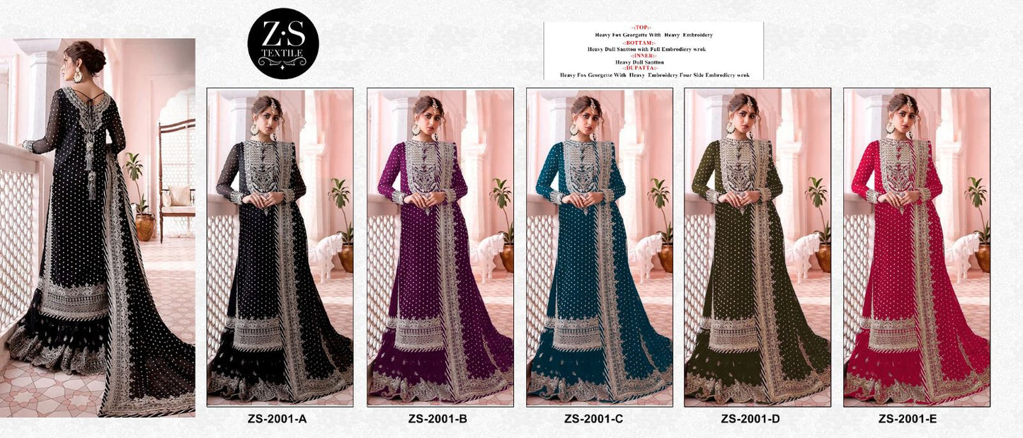 2001 Z S Textiles Fox Georgette Pakistani Salwar Suits Wholesale Price