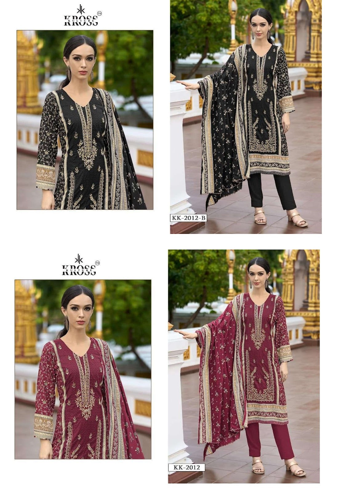 2012 Kross Kulture Lawn Cotton Karachi Salwar Suits Wholesaler Ahmedabad
