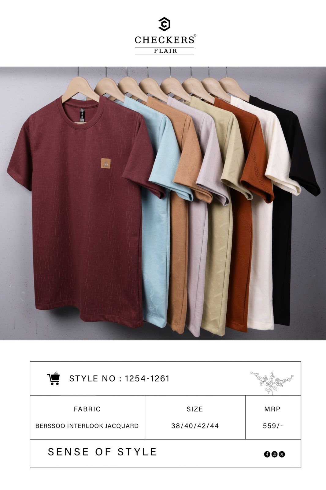 202 Gsm Style No 1254-1261 Checkers Jacquard Mens Tshirts Wholesale Price