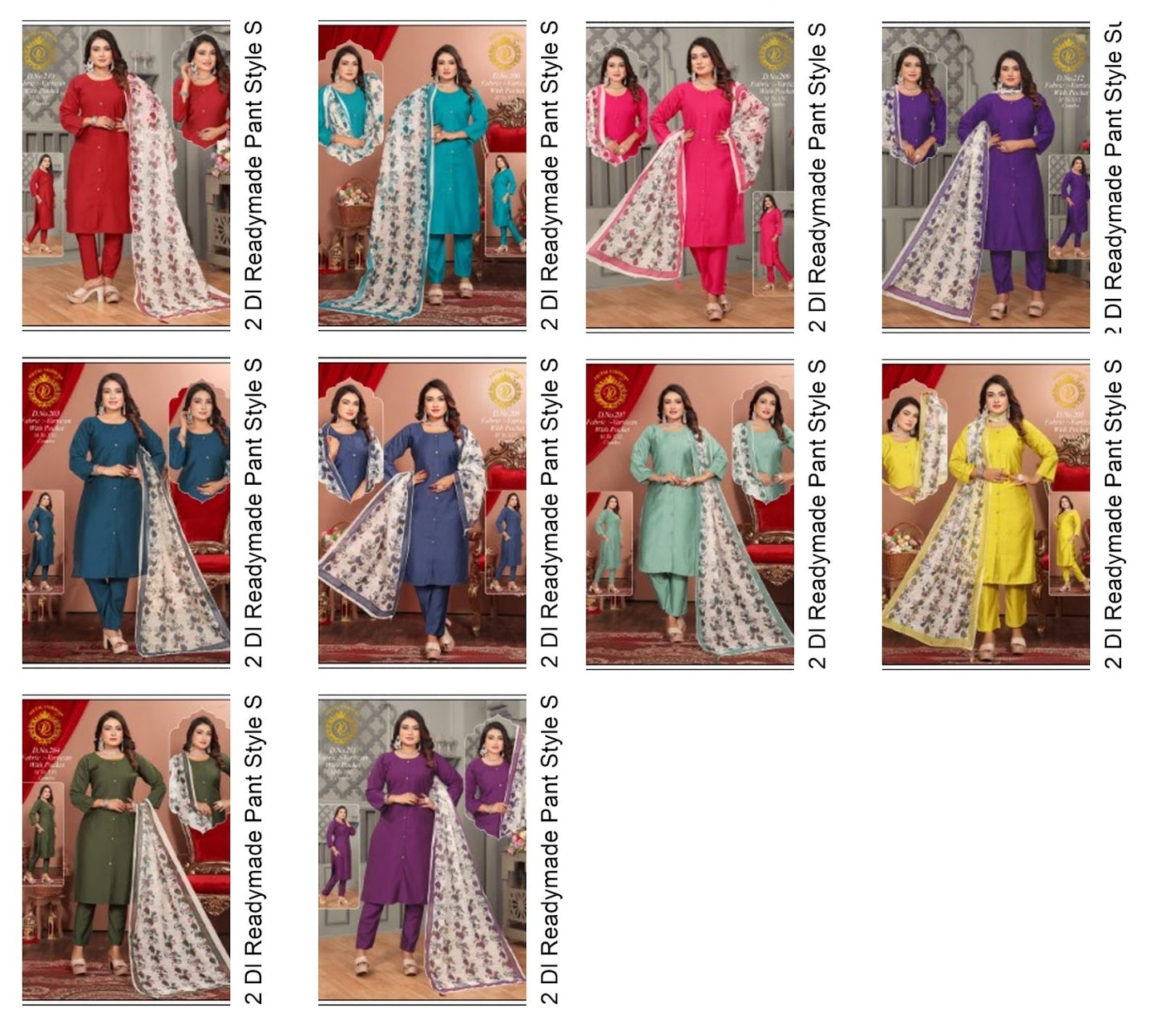 203-212 Dl Readymade Pant Style Suits Wholesaler Ahmedabad