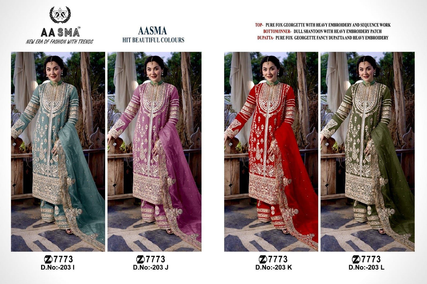 203-New Colours Aasma Fox Georgette Pakistani Salwar Suits