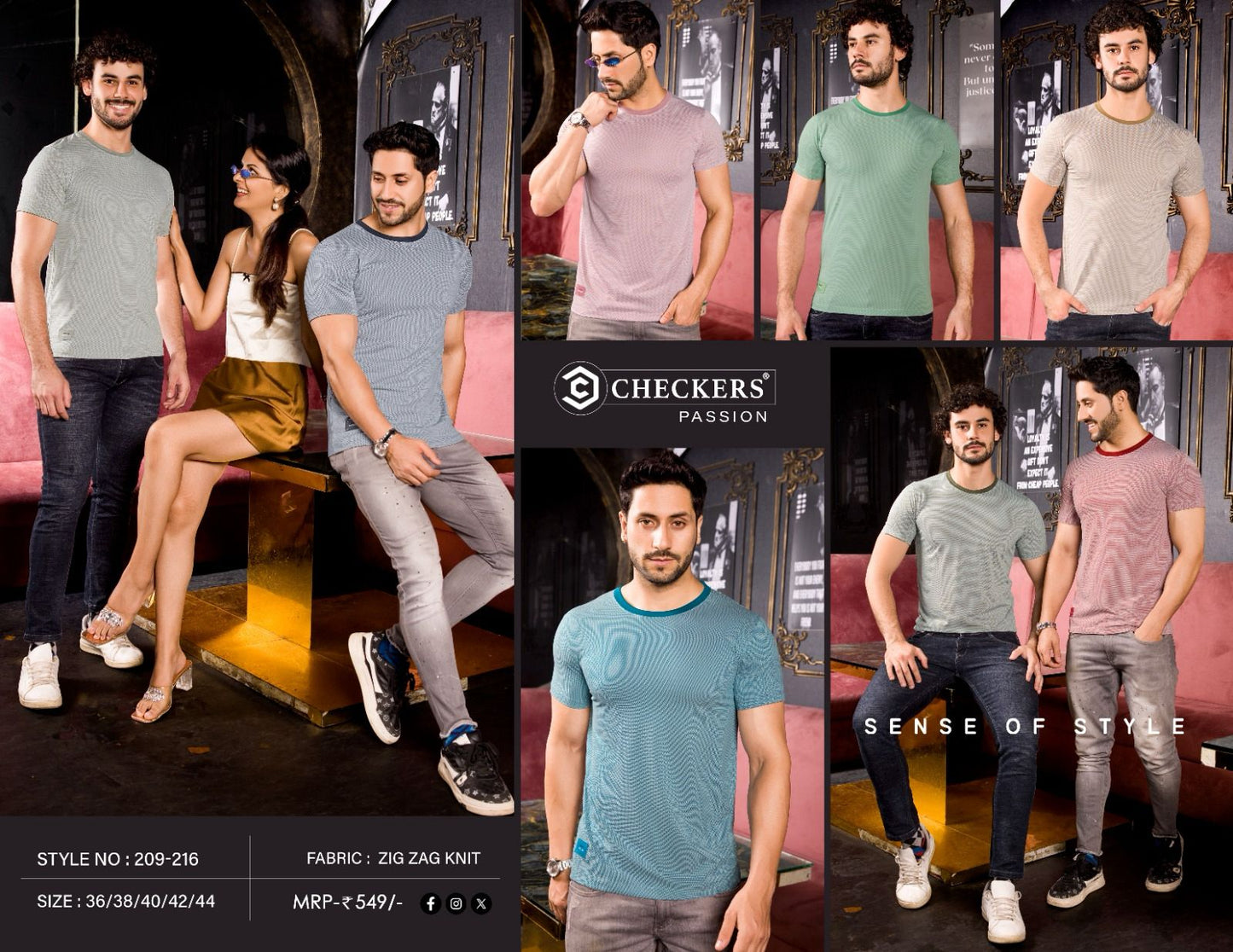 209-216 Checkers Jacquard Mens Tshirts Supplier Ahmedabad