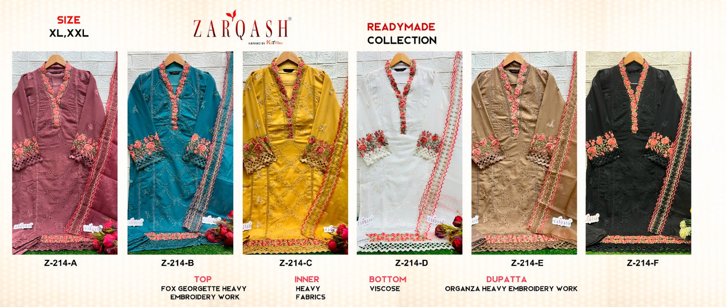 214Series Zarqash Fox Georgette Pakistani Readymade Suits Exporter India