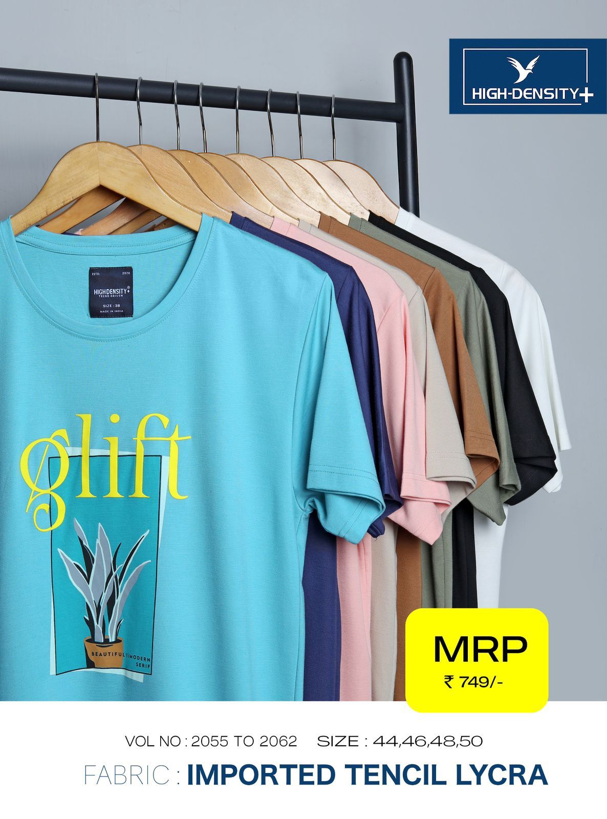 220-230 Gsm Vol No 2055-2062 High Density Tencil Lycra Mens Tshirts Supplier Gujarat