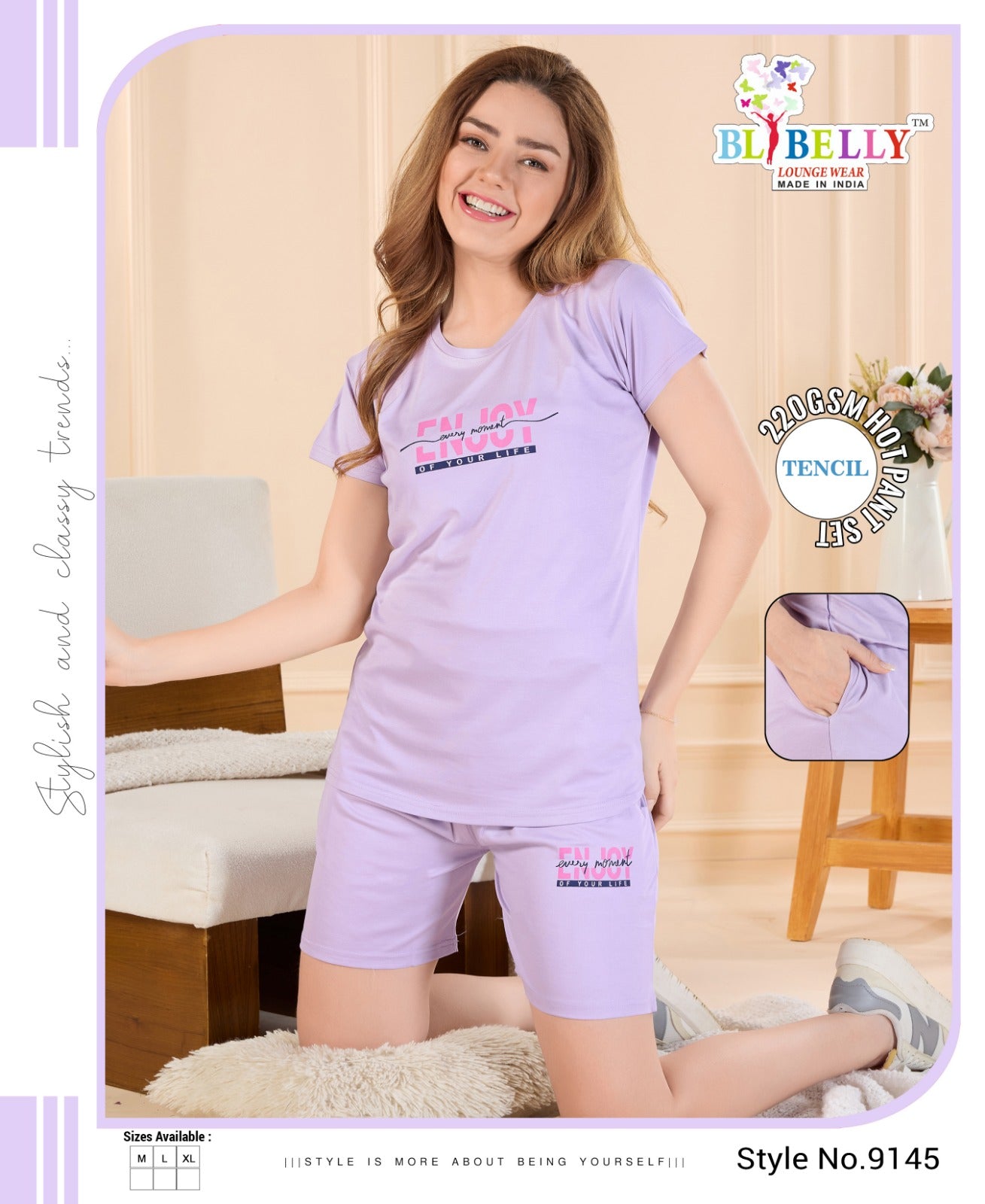 220 Gsm Vol 648 Belly Tencil Shorts Night Suits Manufacturer