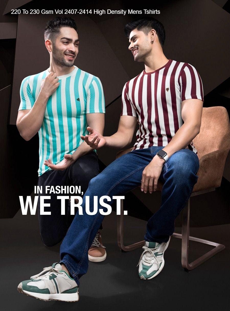 220 To 230 Gsm Vol 2407-2414 High Density Knit Mens Tshirts Wholesale Price