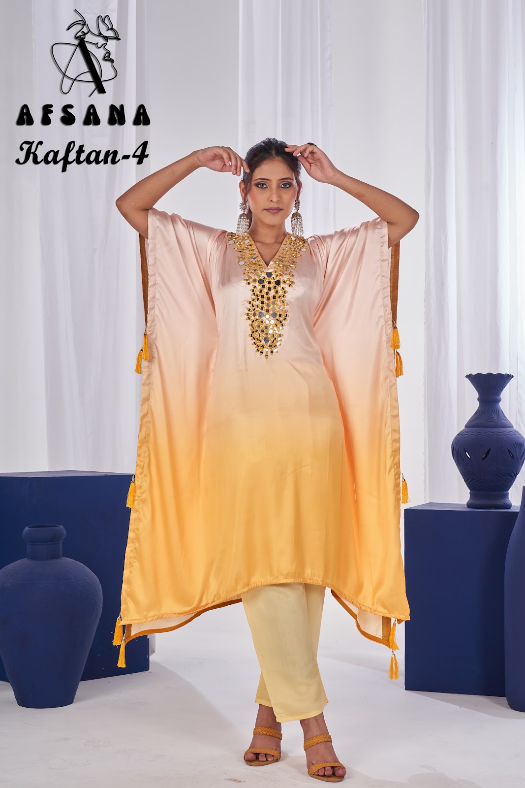 2237 Afsana Satin Kaftan Pant Set Supplier Ahmedabad
