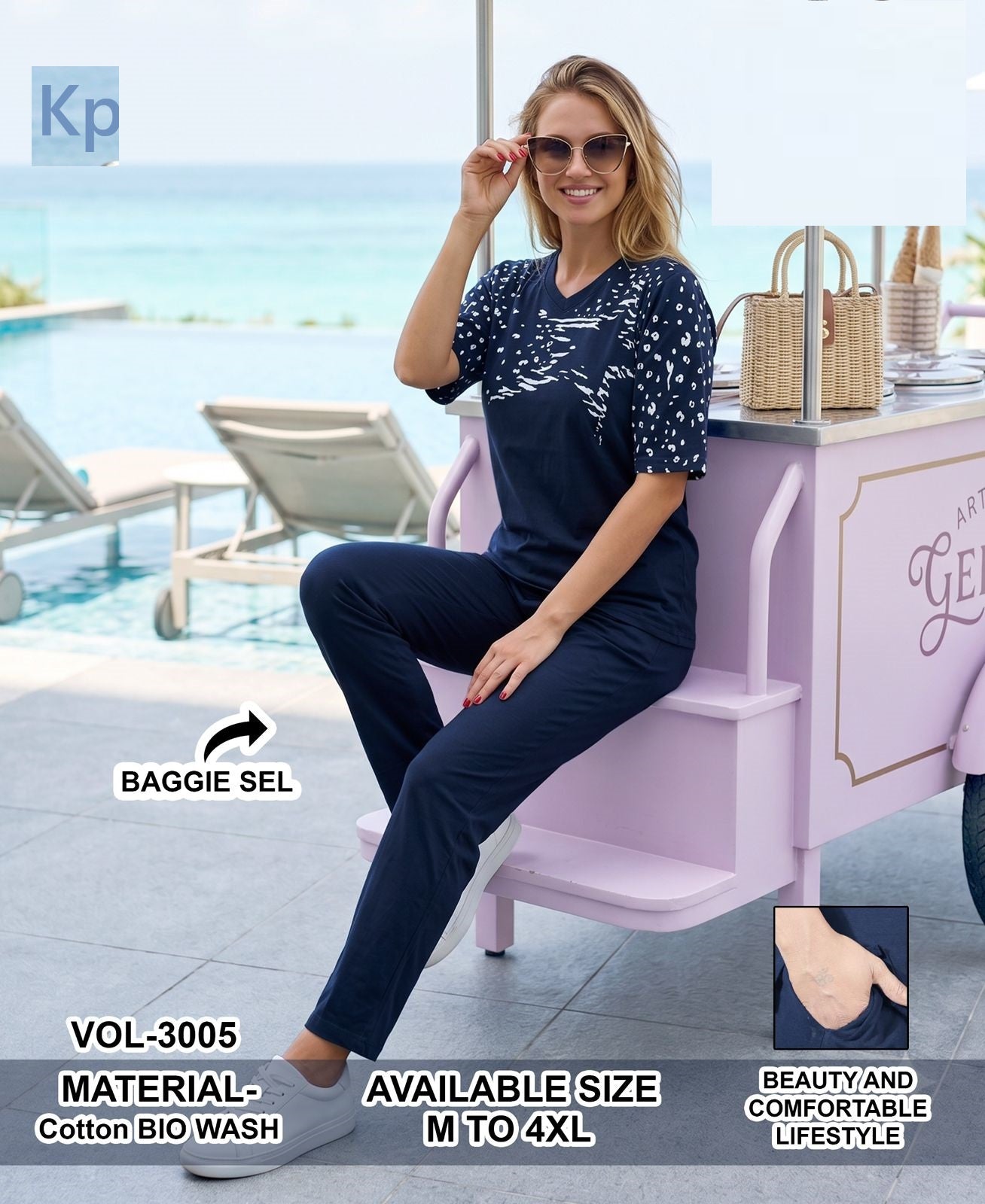 2506 Vol 3005 Kp Cotton Biowashed Pyjama Night Suits Supplier India