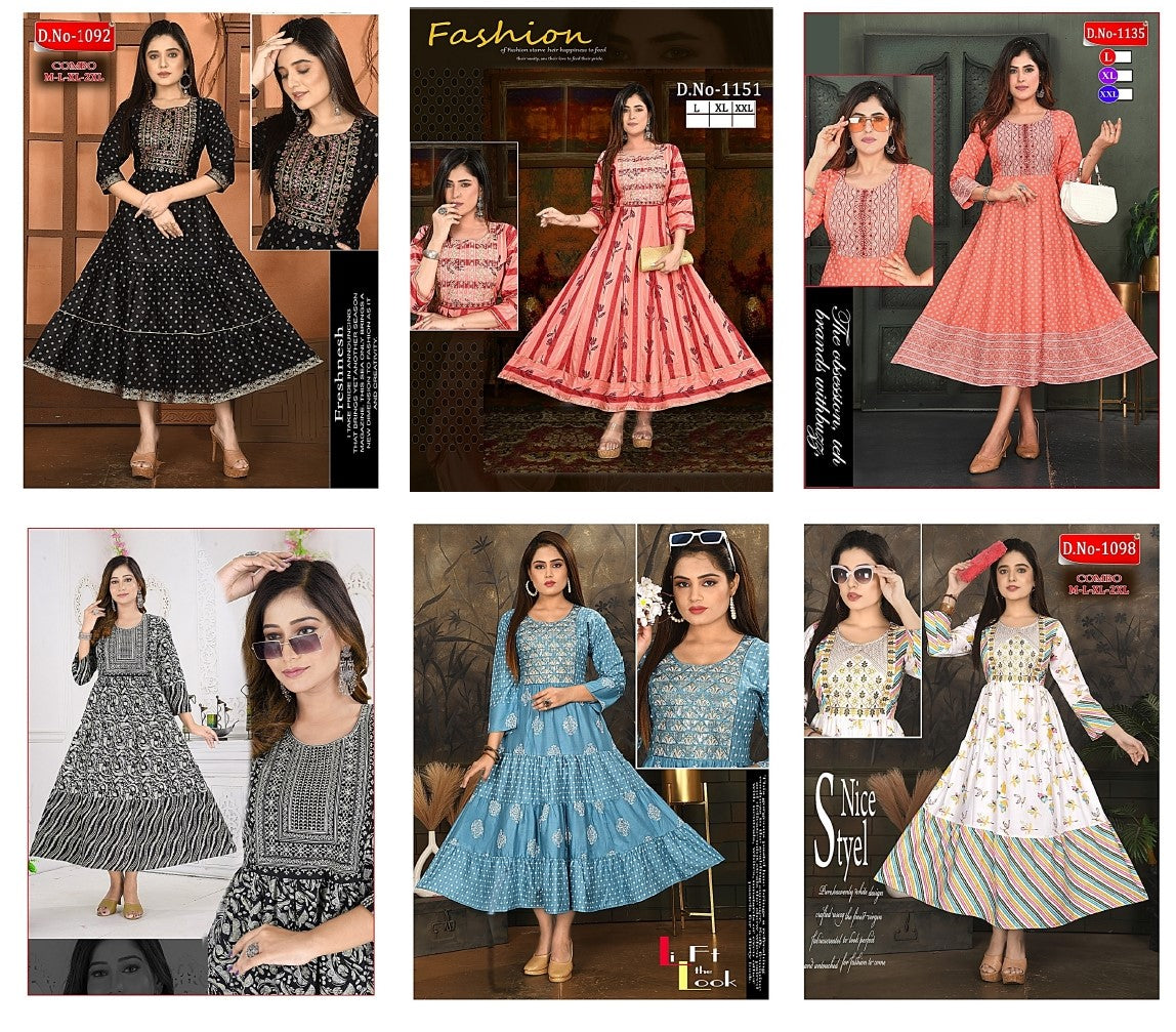 Design1507 Srh Rayon Anarkali Kurtis Wholesaler