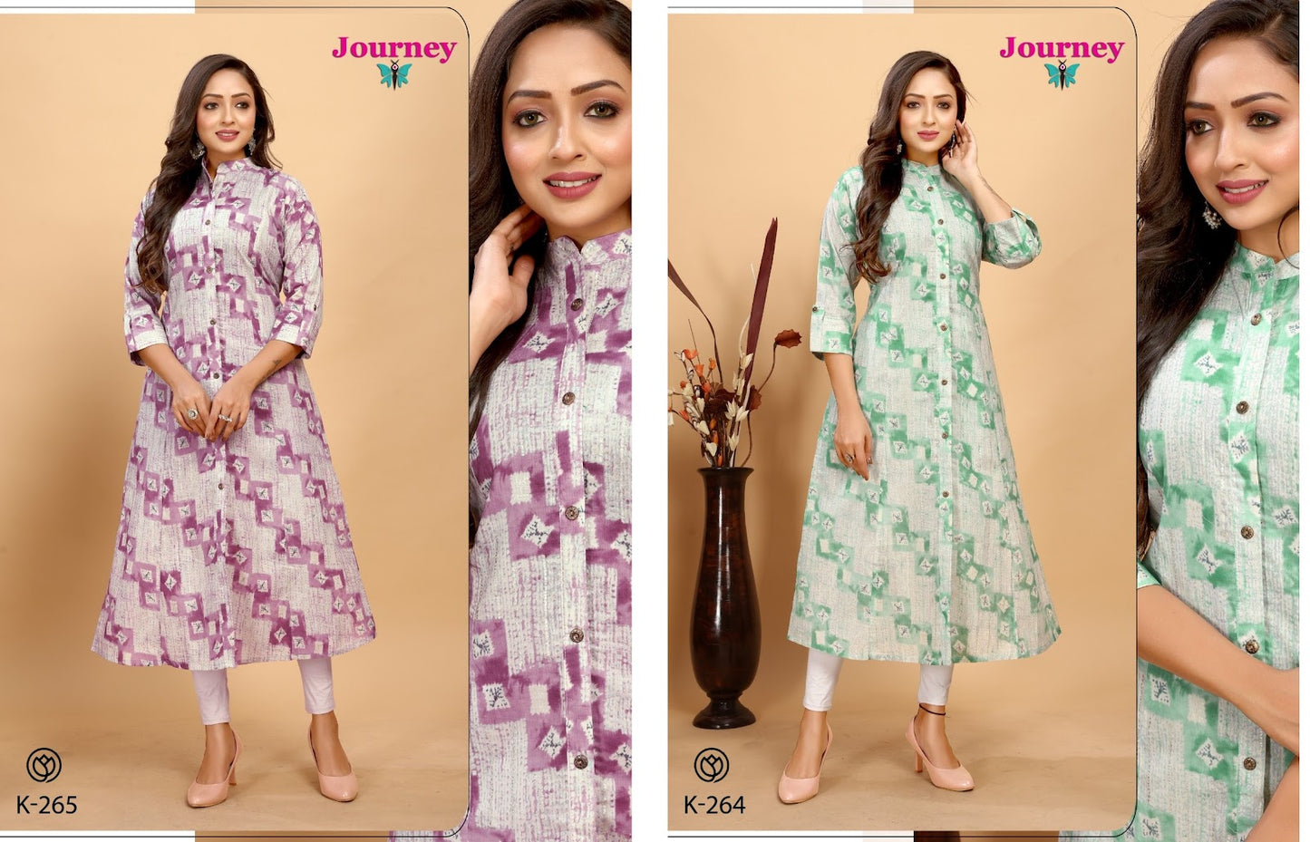 K 264-265 Journey Design Mal Cotton A-Line Kurti