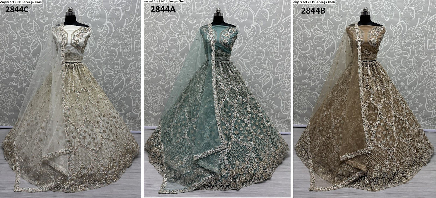 2844Abc Anjani Art Heavy Net Lehenga Choli Wholesale Rate