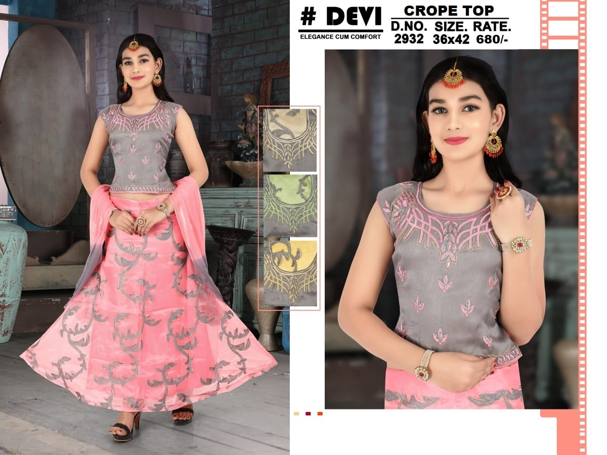 2932 Dt Devi Organza Girls Western Pair
