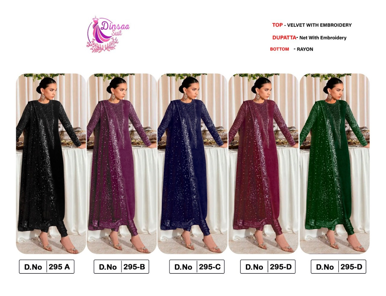 295 Dinsaa Suit Velvet Pakistani Salwar Suits Exporter