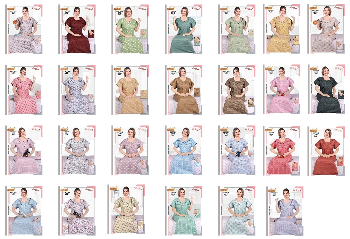 2Xl Size 1507 Ruchee Fashion Cotton Night Gowns Wholesaler Ahmedabad