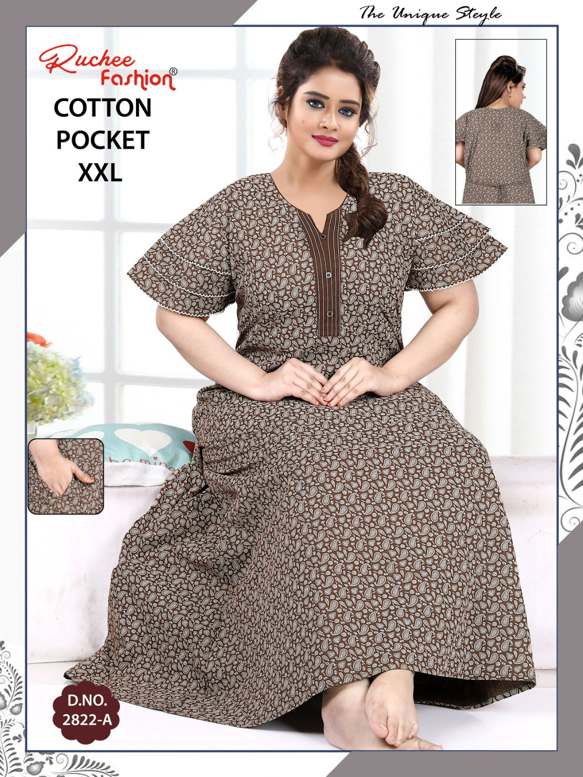 2Xl Size 230325 Ruchee Fashion Cotton Night Gowns Manufacturer Gujarat