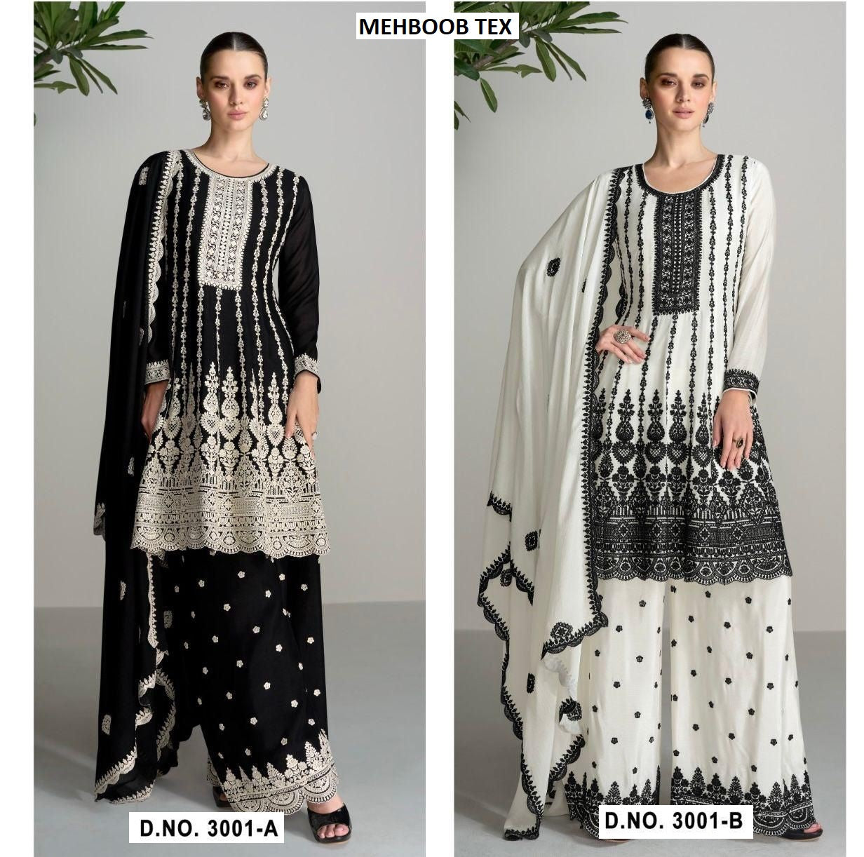 3001Ab Mehboob Tex Chinon Silk Pakistani Salwar Suits Wholesale