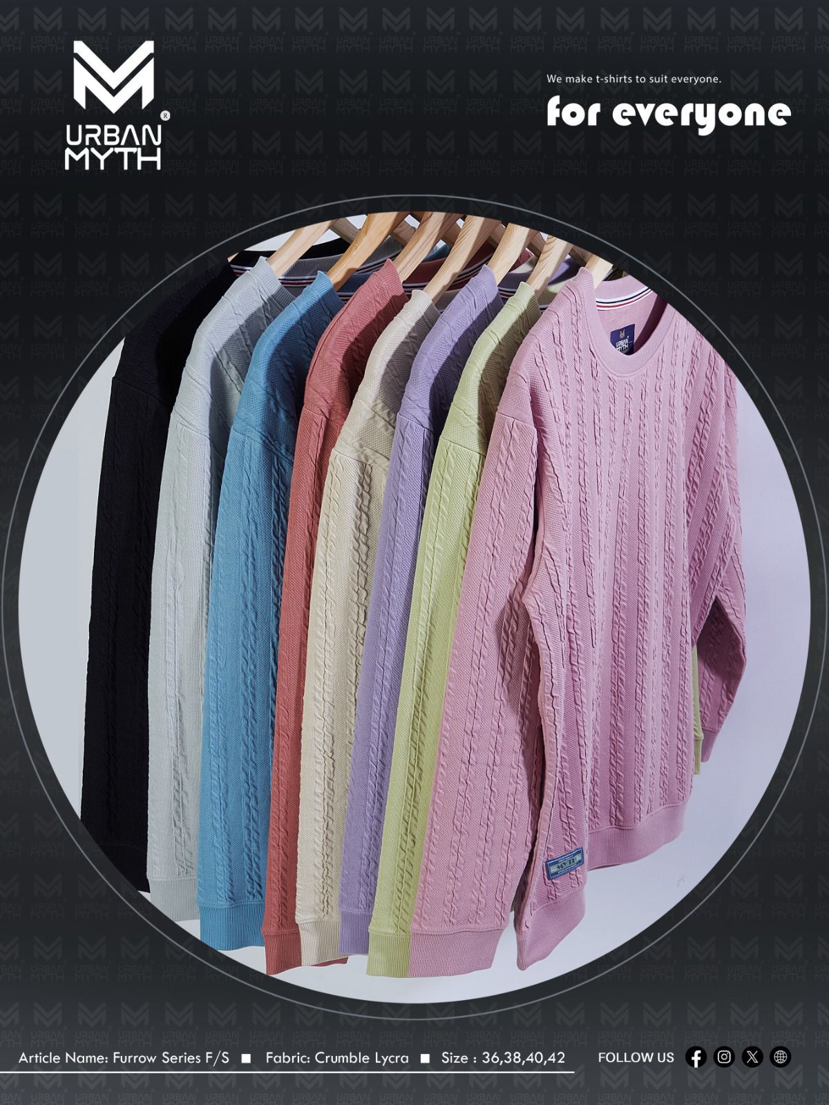 300 Gsm Furrow Series Rib Urban Myth Lycra Mens Tshirts Wholesaler Ahmedabad