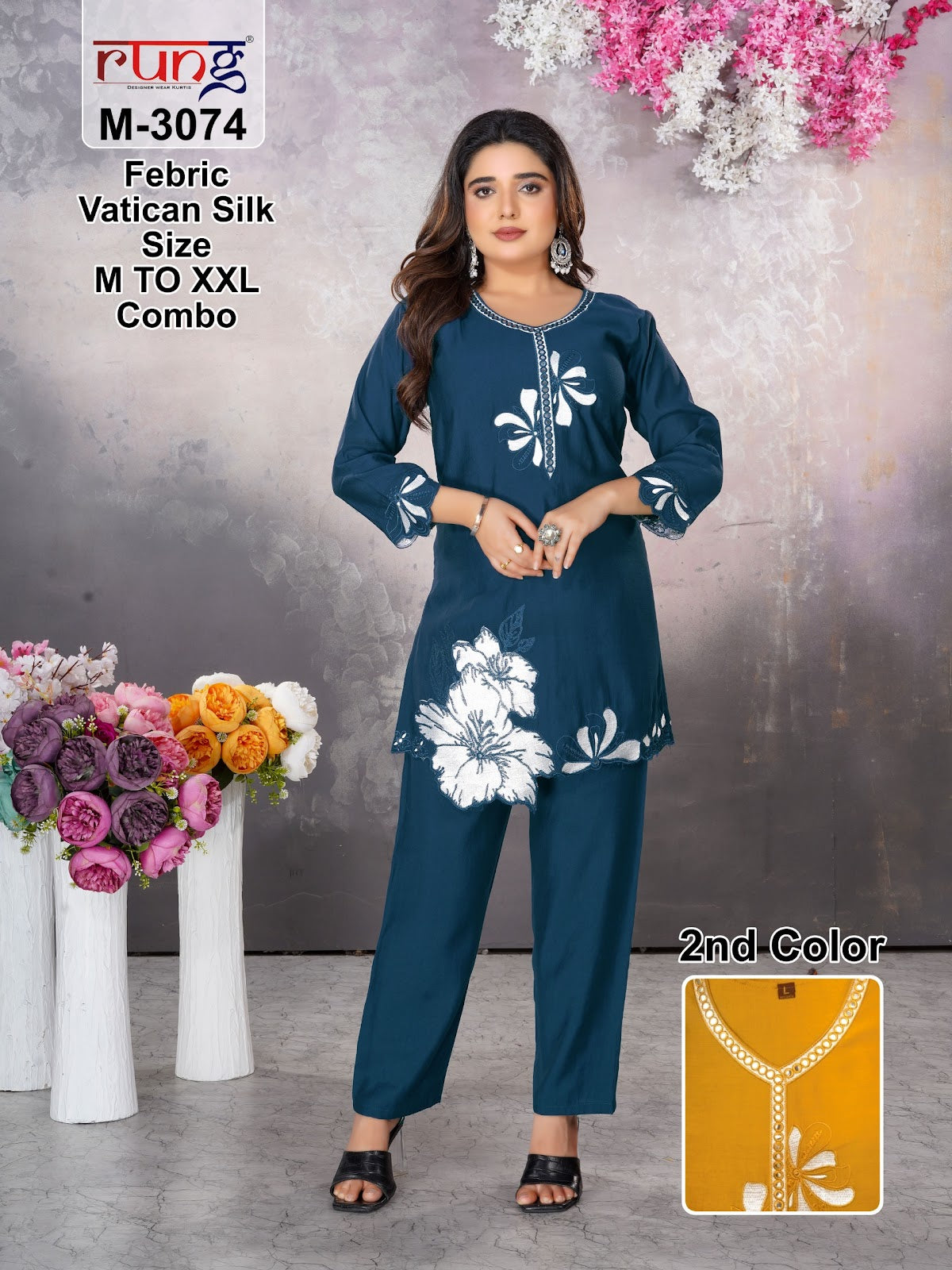 3074 Rung Vatican Silk Co Ord Set Supplier India
