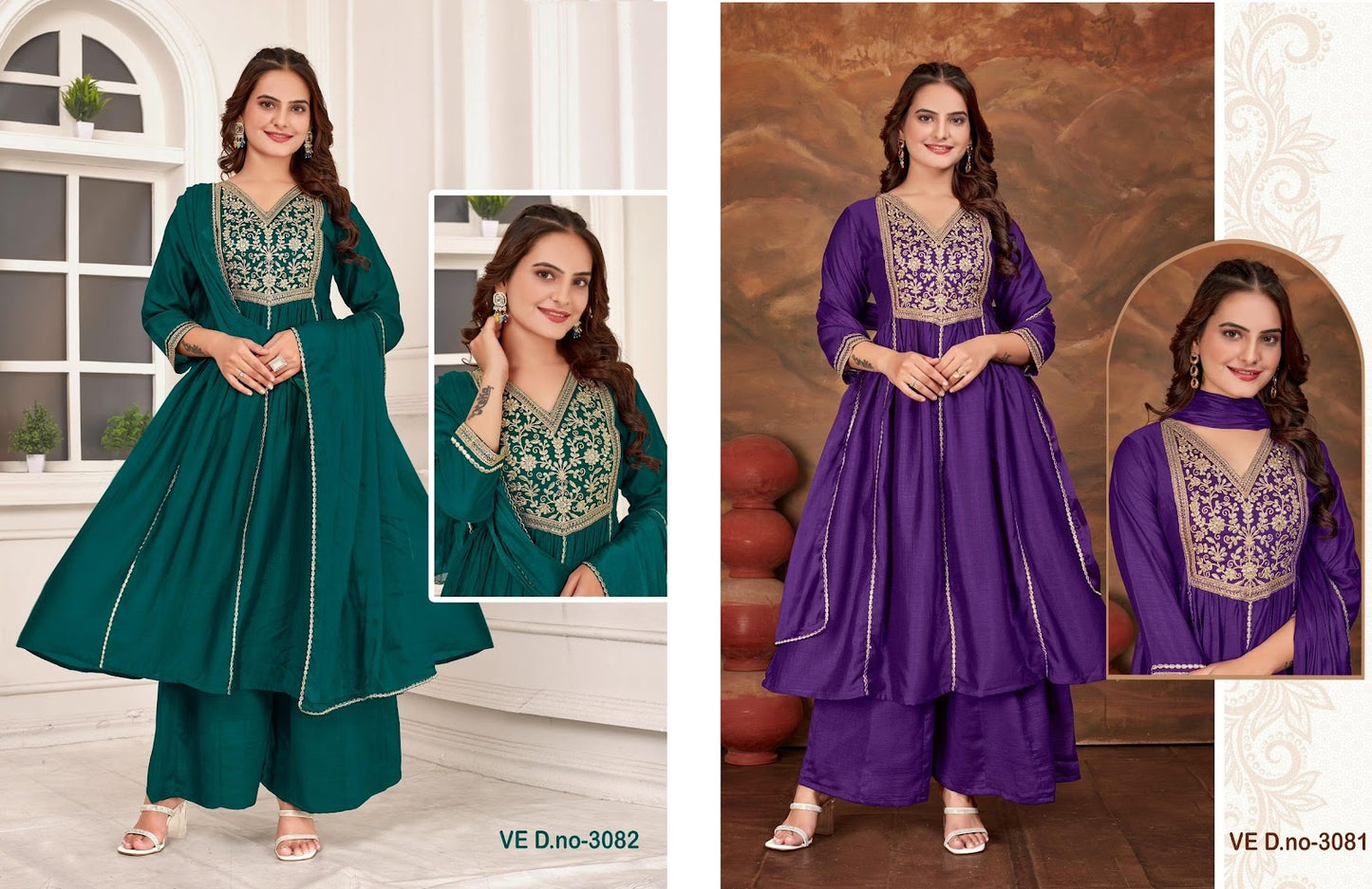 3081-3082 Mittoo Vichitra Readymade Plazzo Style Suits Manufacturer India
