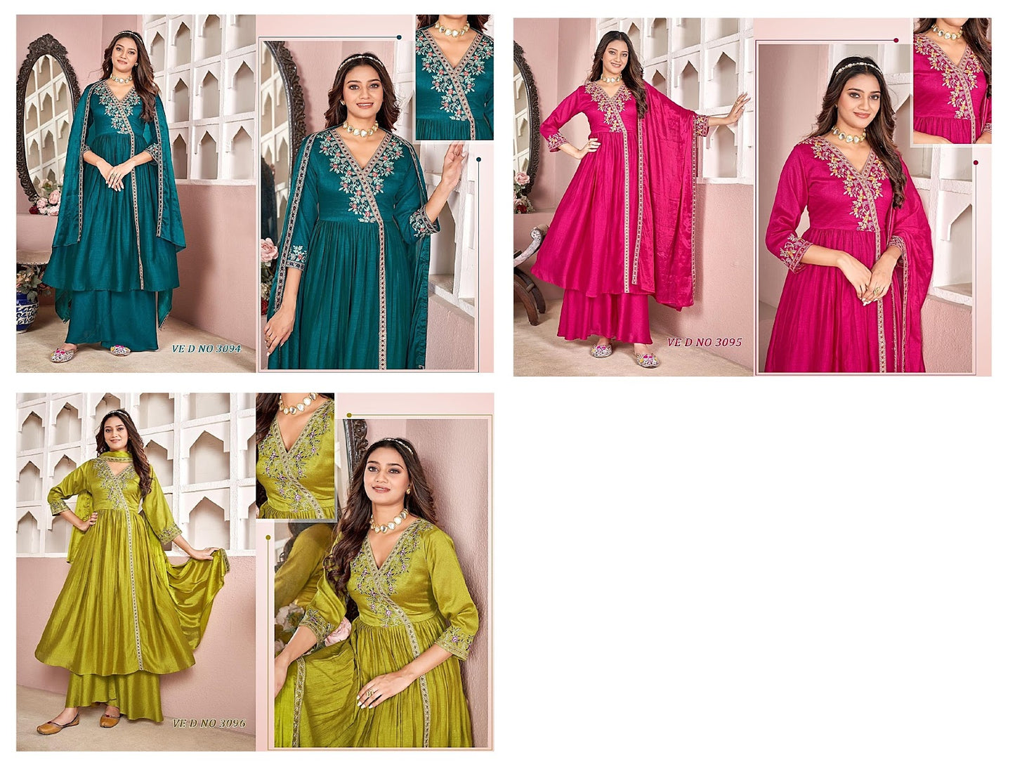 3094-3096 Mittoo Vichitra Readymade Plazzo Style Suits Exporter India