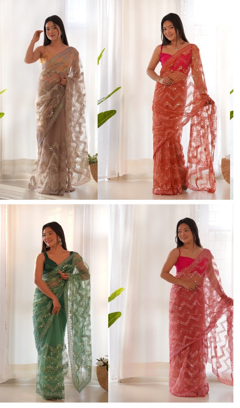 3119 Bt Butterfly Net Sarees Manufacturer