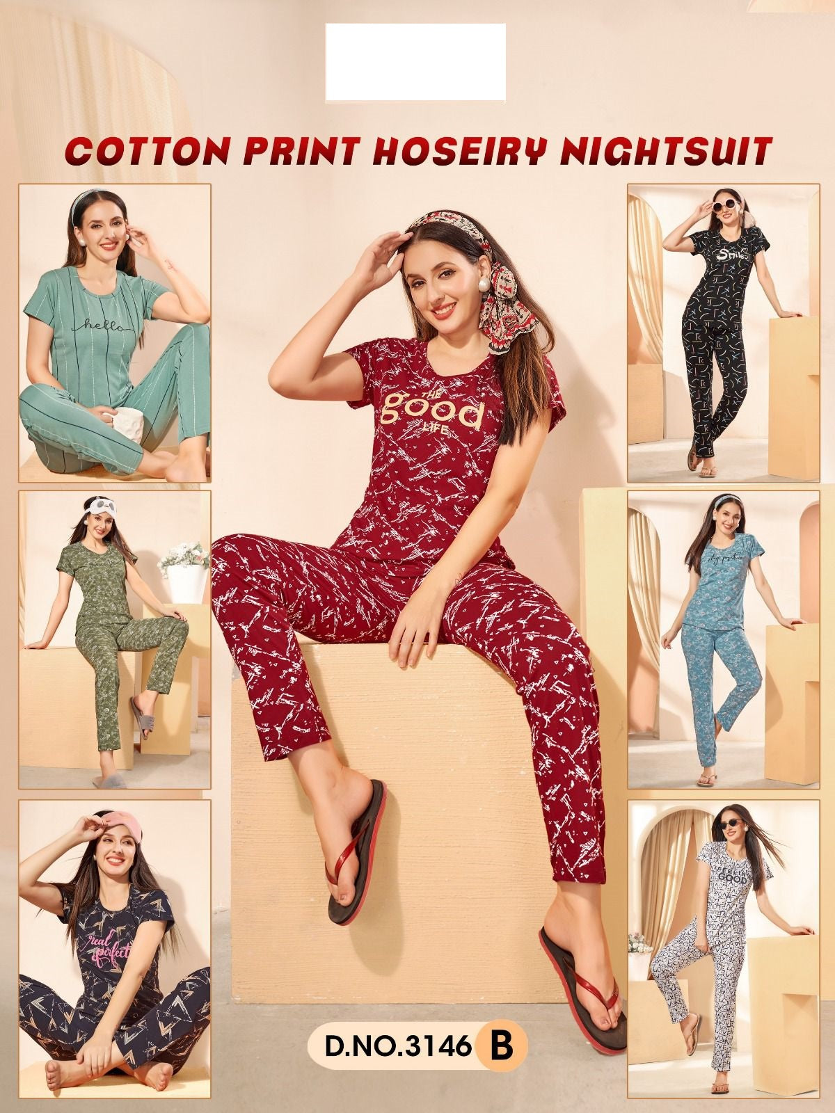 3146B Wld Hosiery Cotton Pyjama Night Suits Exporter