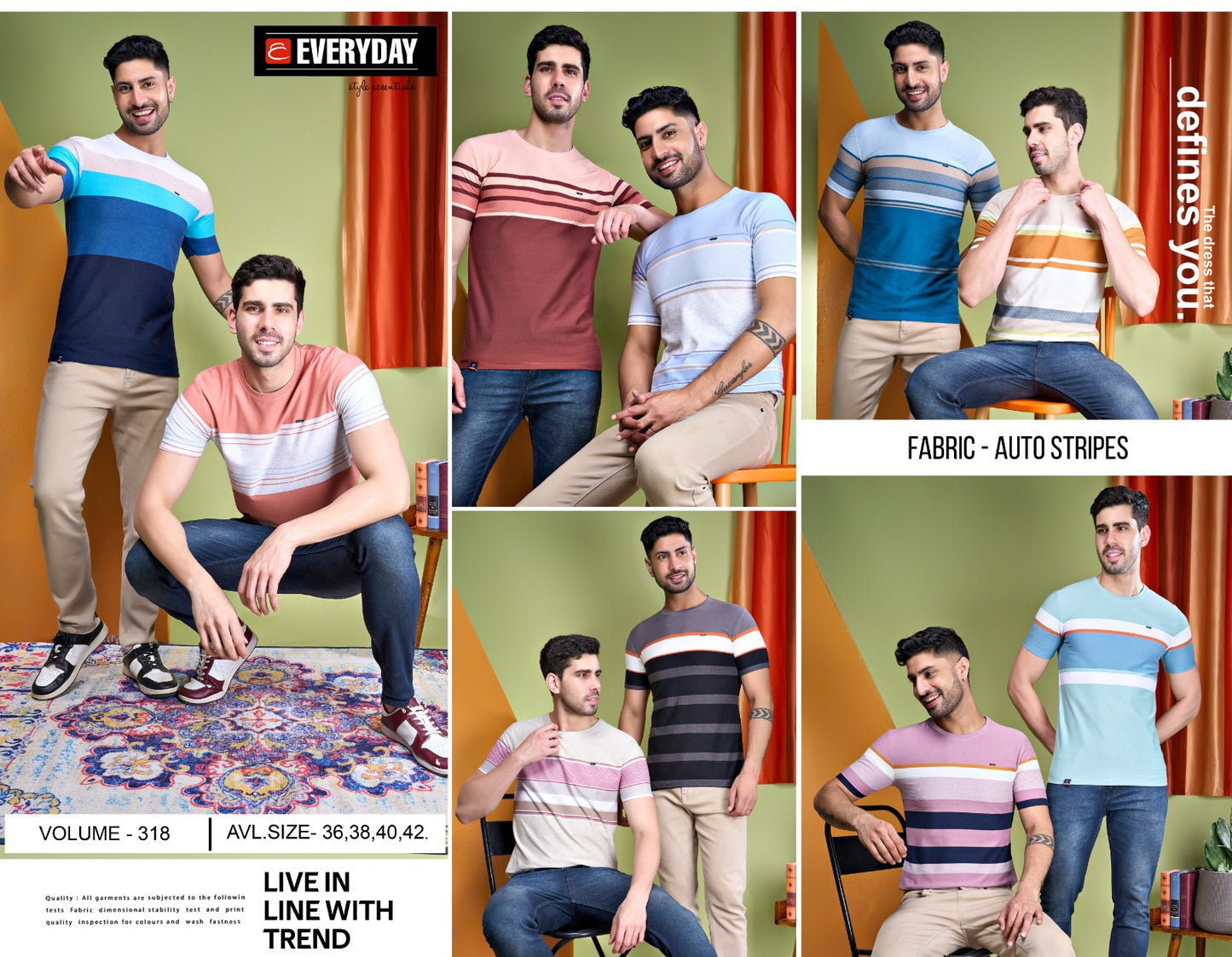 318 Everyday Auto Stripes Mens Tshirts Manufacturer