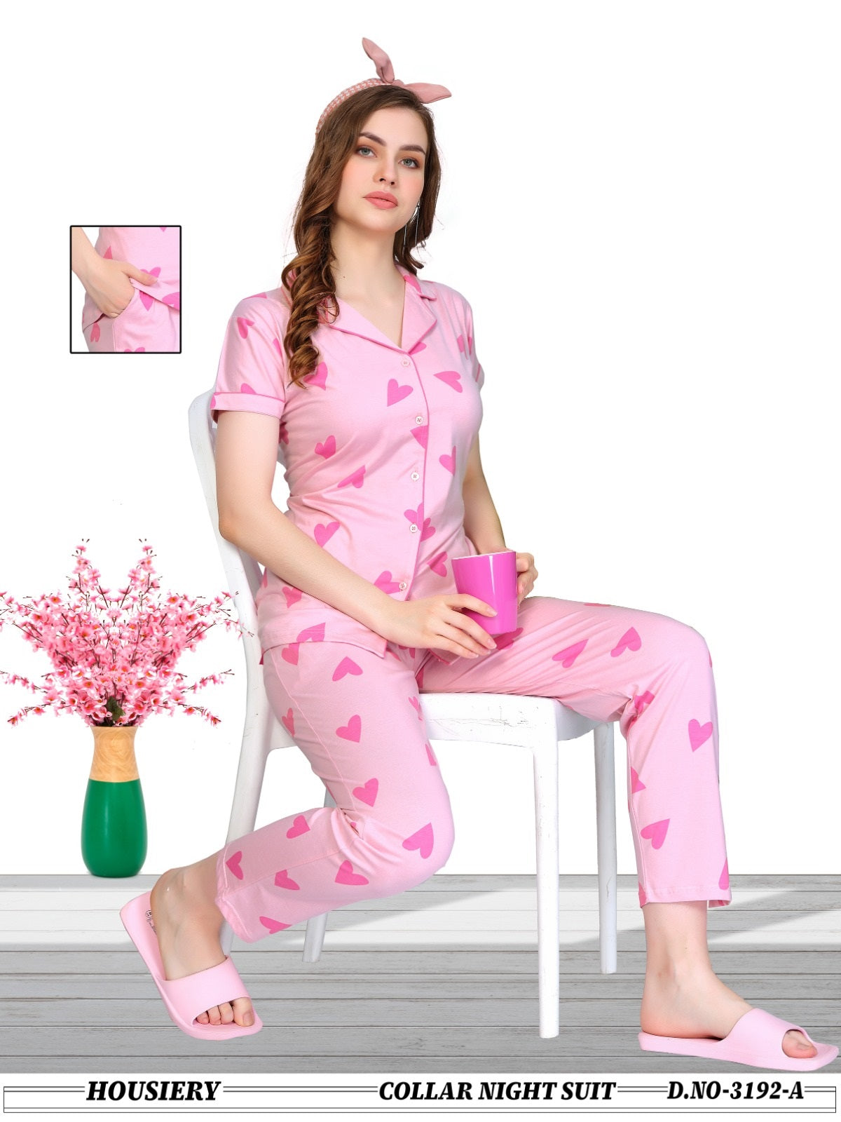 3192 A Wld Hosiery Collar Night Suits Supplier Ahmedabad