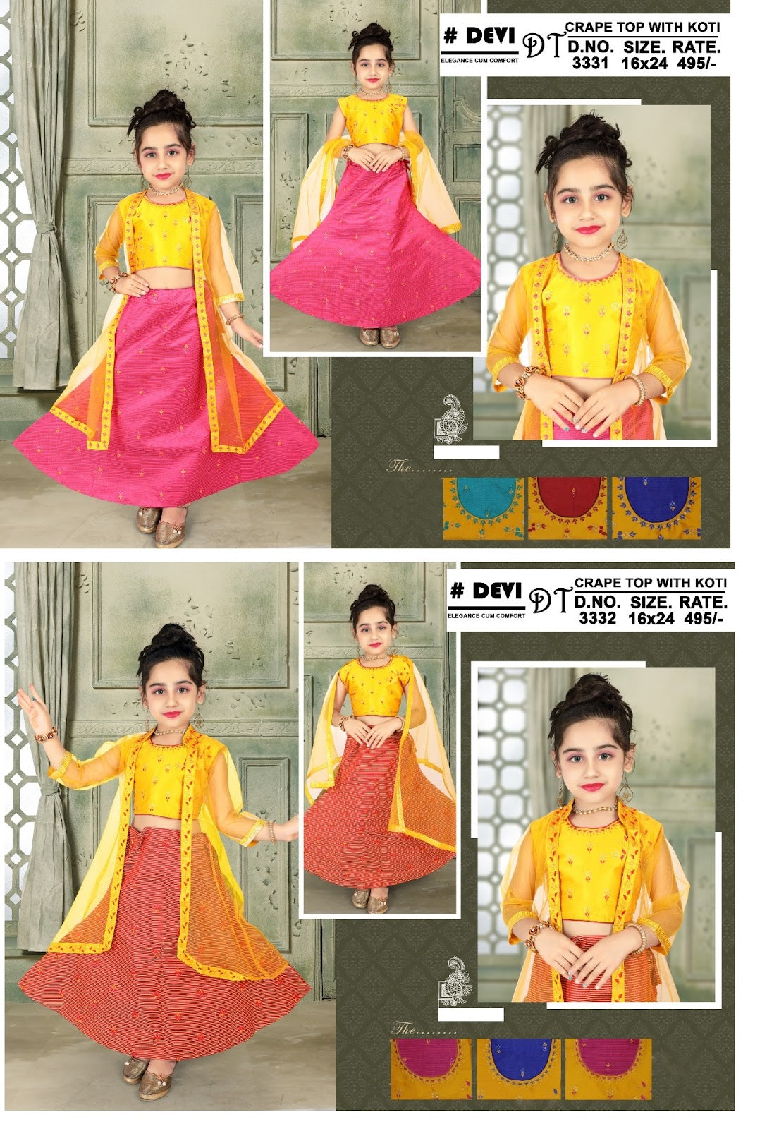 3331-3332 Dt Devi Silk Girls Western Pair