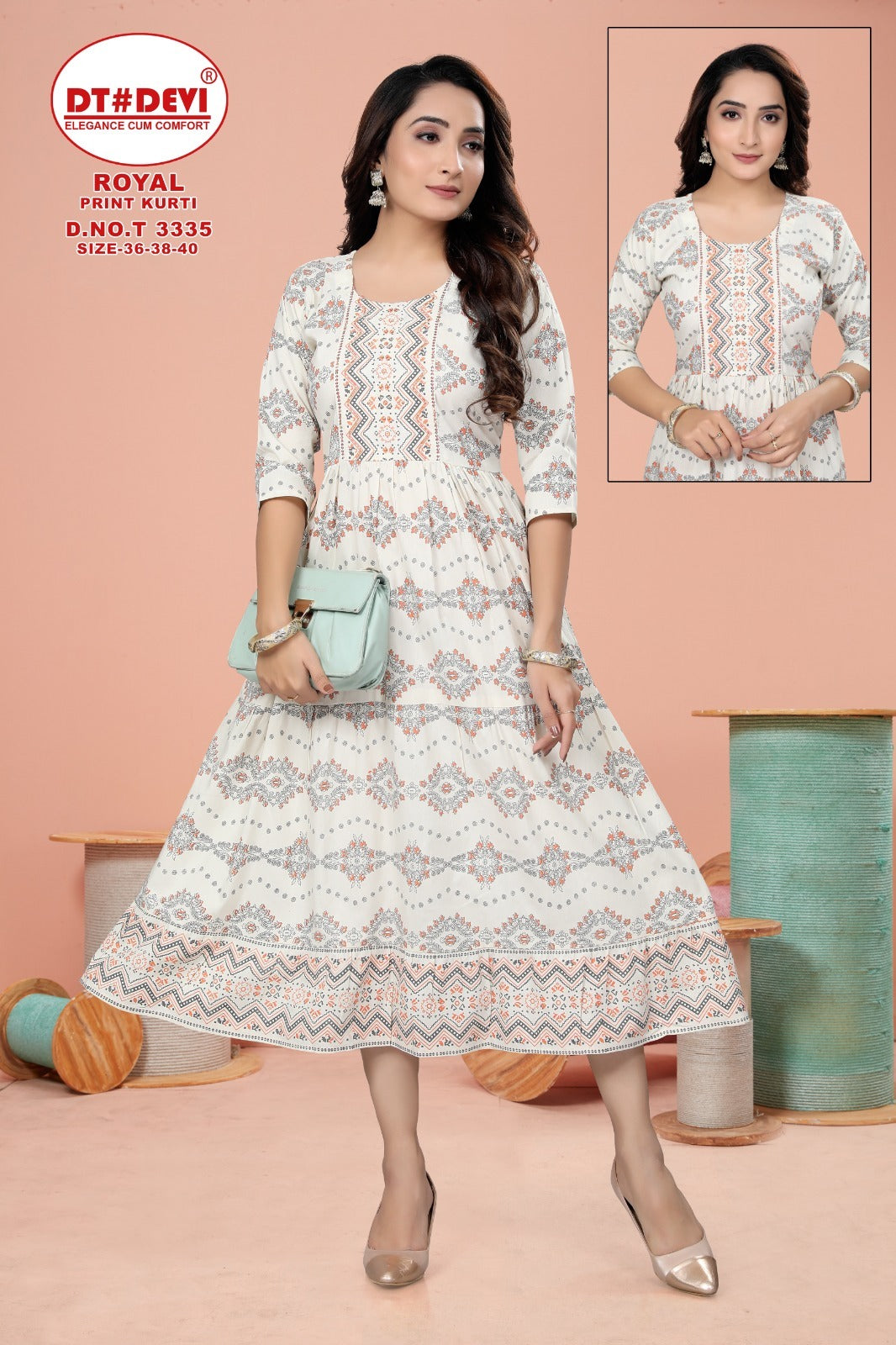 3335 Dt Devi Cotton Anarkali Kurtis Exporter Ahmedabad