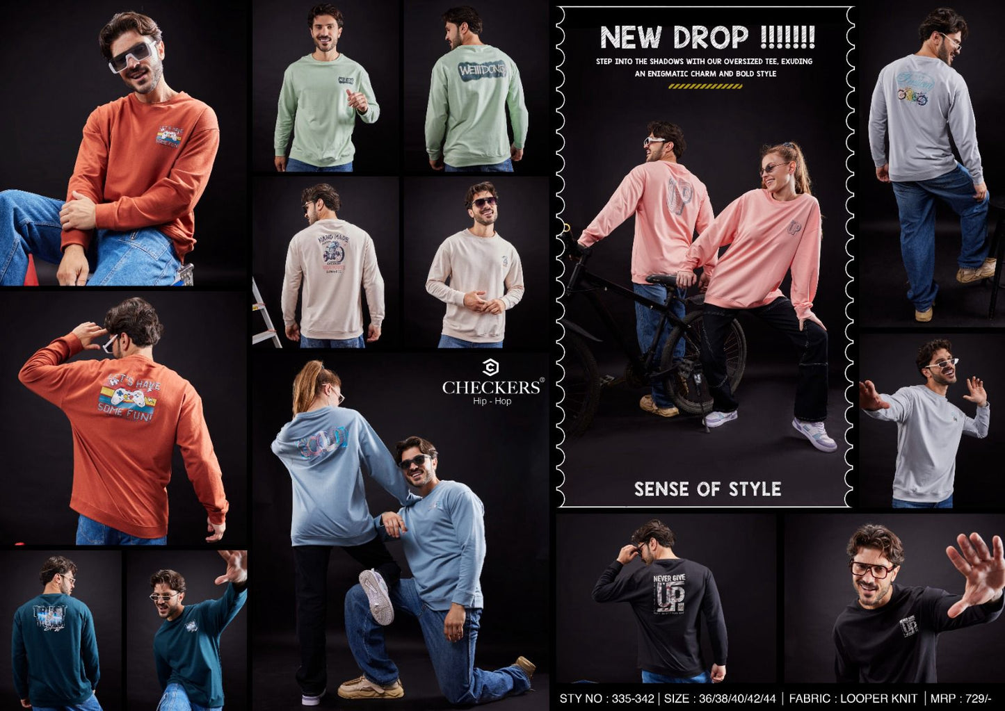 335-342 Checkers Cotton Looper Mens Tshirts Supplier India