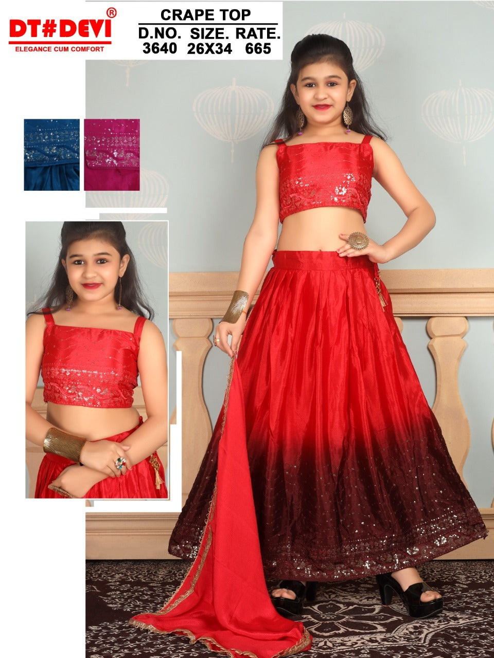 3640 Dt Devi Silk Girls Western Pair