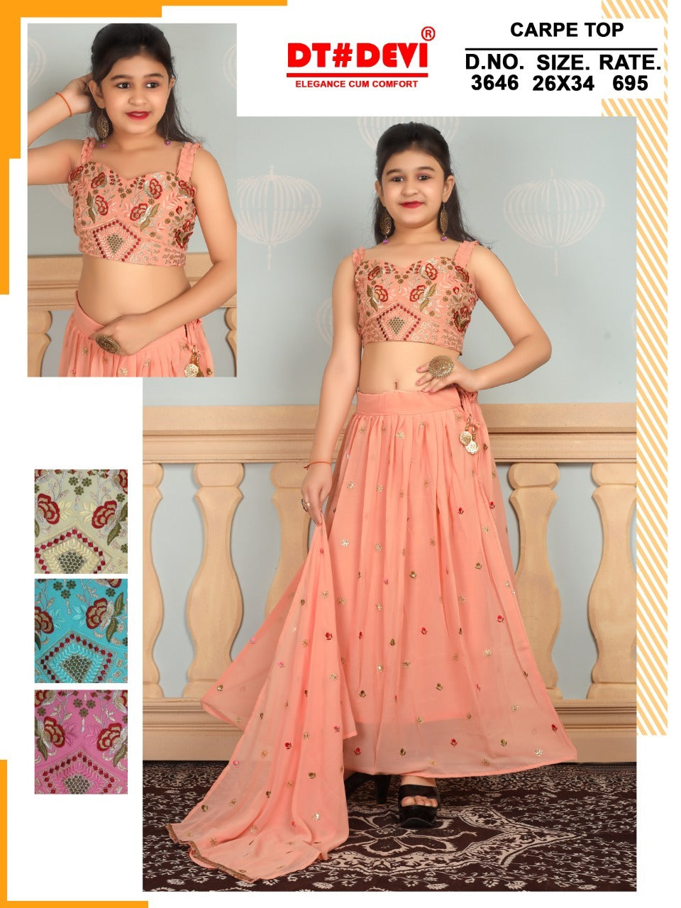 3646 Dt Devi Georgette Girls Western Pair