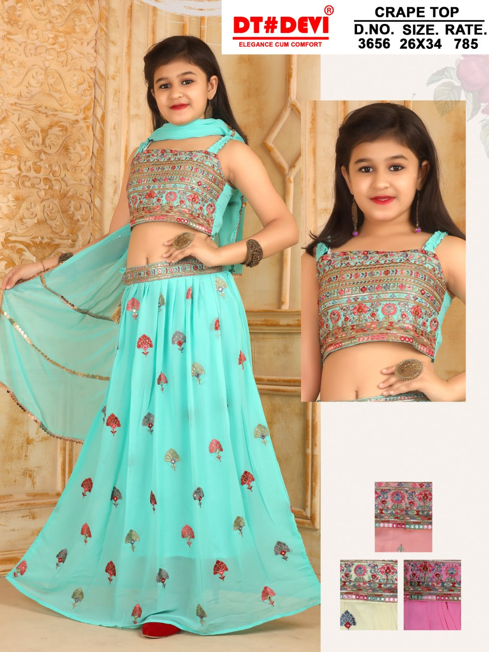 3656 Dt Devi Georgette Girls Western Pair