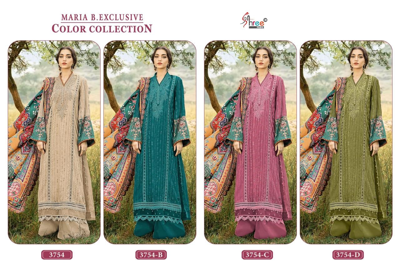 3754 Maria B Exclusive Color Collection Shree Fabs Reyon Pakistani Salwar Suits Supplier Ahmedabad