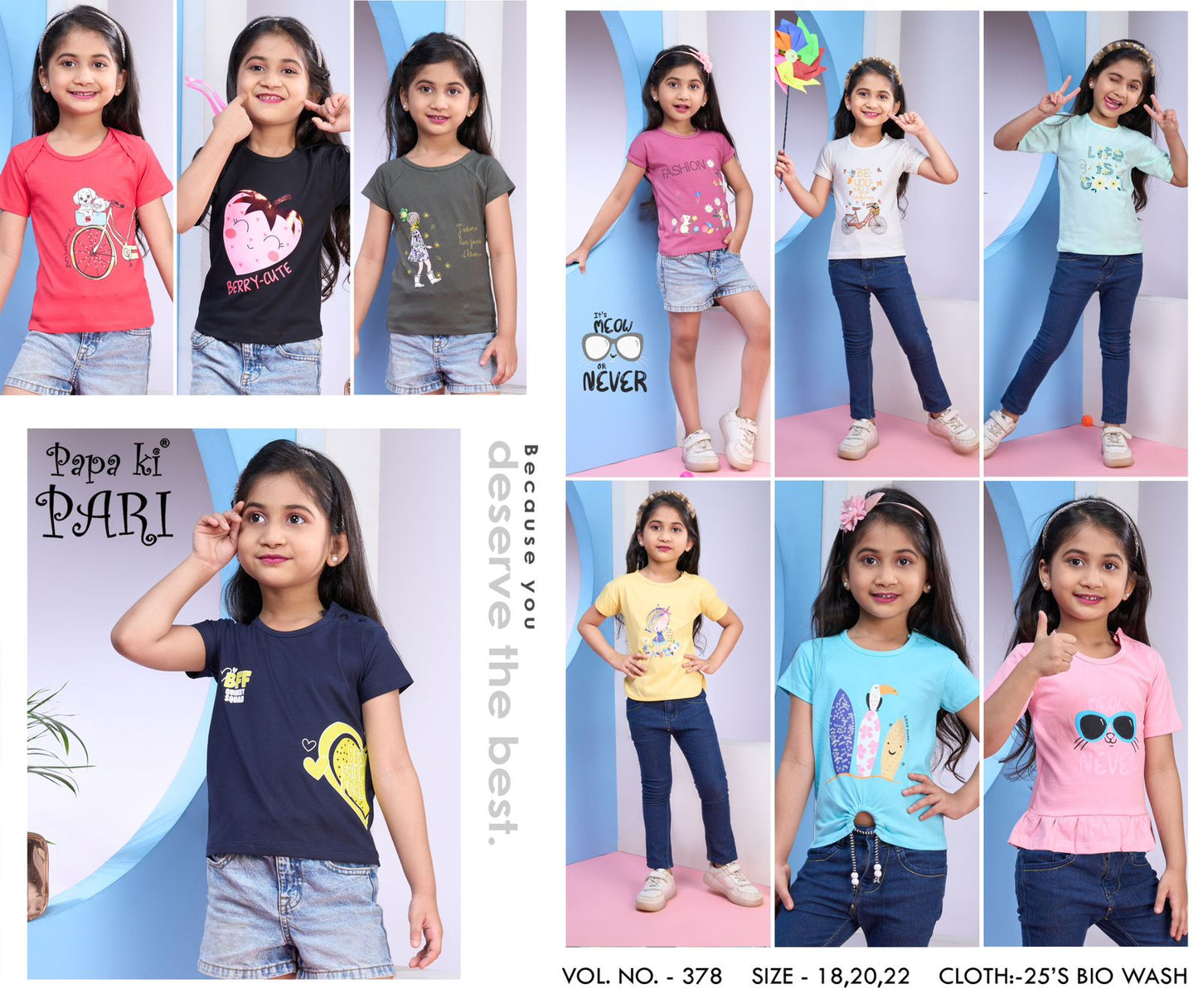 378 Papa Ki Pari Cotton Biowashed Girls Top