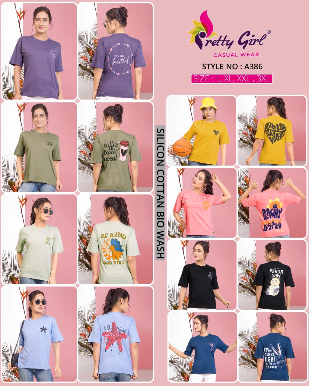 386 Pretty Cotton Biowashed Women Tshirt Wholesaler