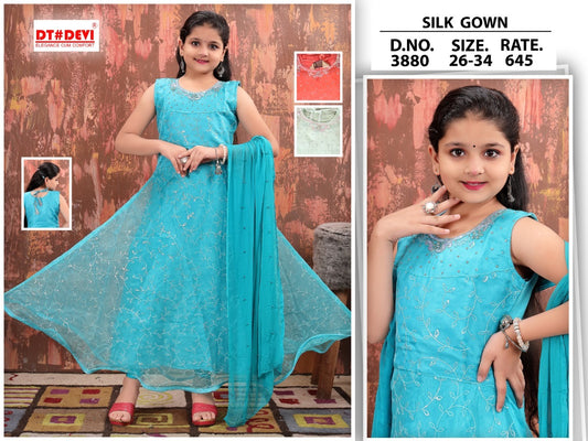 3880 Dt Devi Organza Girls Readymade Pant Suits