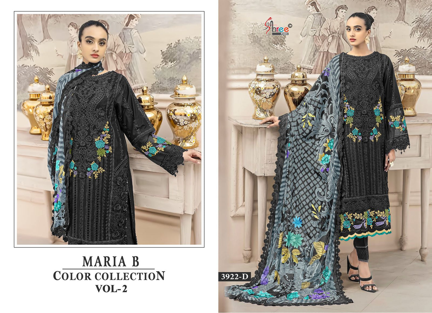3922 Maria B Color Collection Vol 2 Shree Fabs Cotton Pakistani Salwar Suits Exporter Ahmedabad
