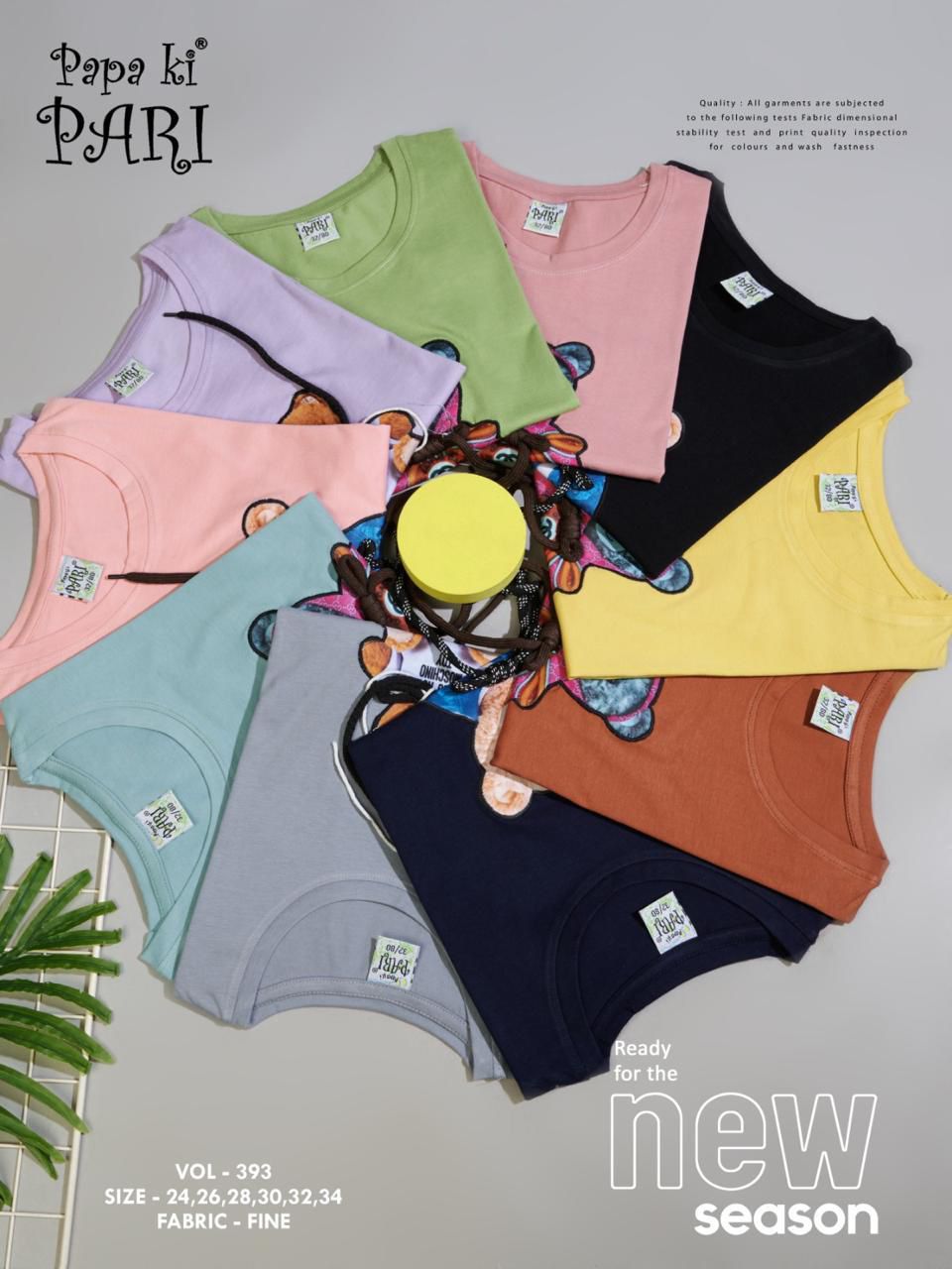 393 Papa Ki Pari Cotton Biowashed Girls Tshirt Wholesale Price