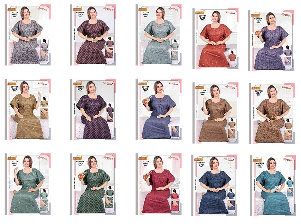 3Xl Size 1507 Ruchee Fashion Cotton Night Gowns Exporter Ahmedabad