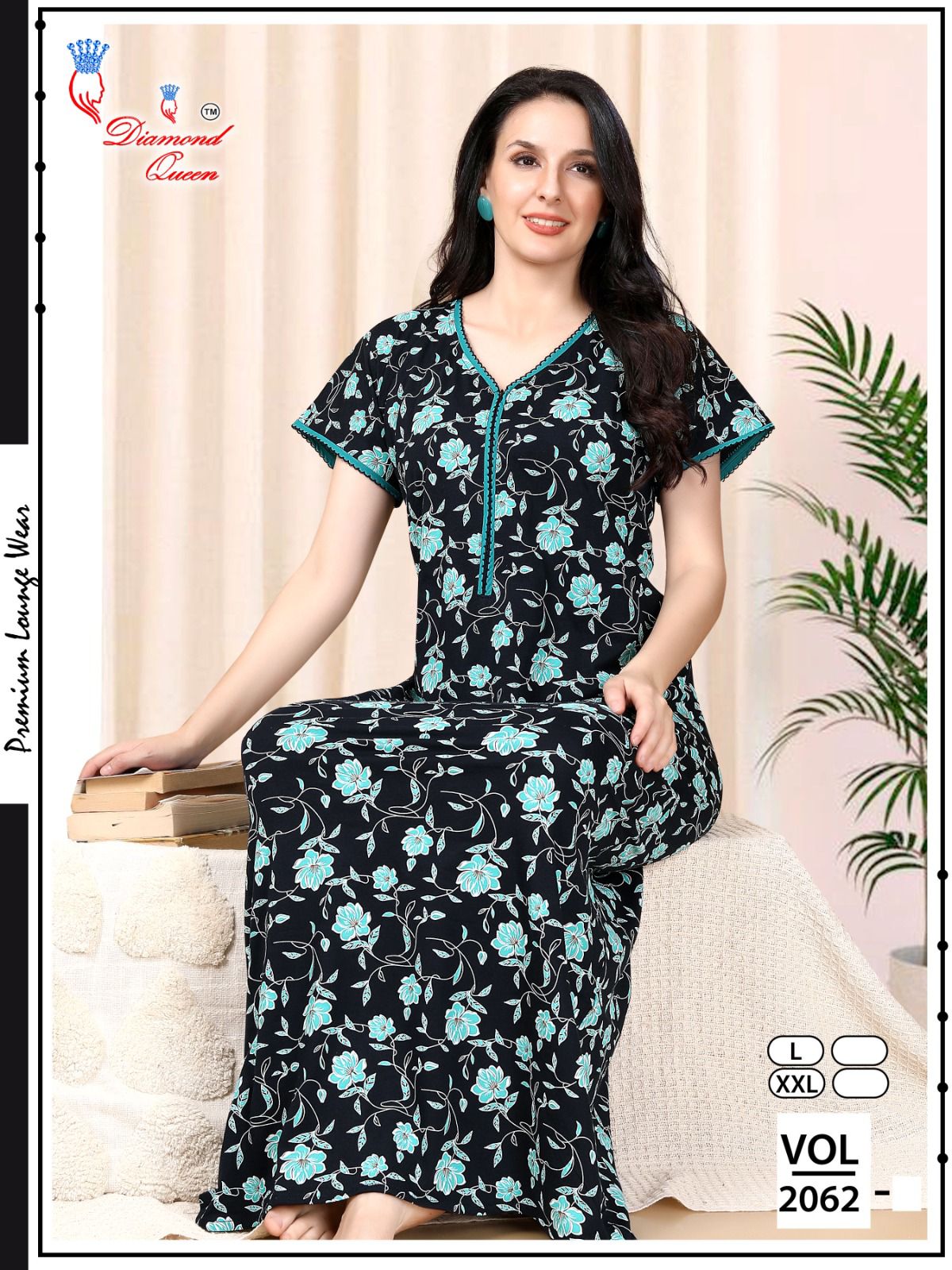 3 Buttons Vol 2062 Diamond Queen Sinker Night Gowns Supplier