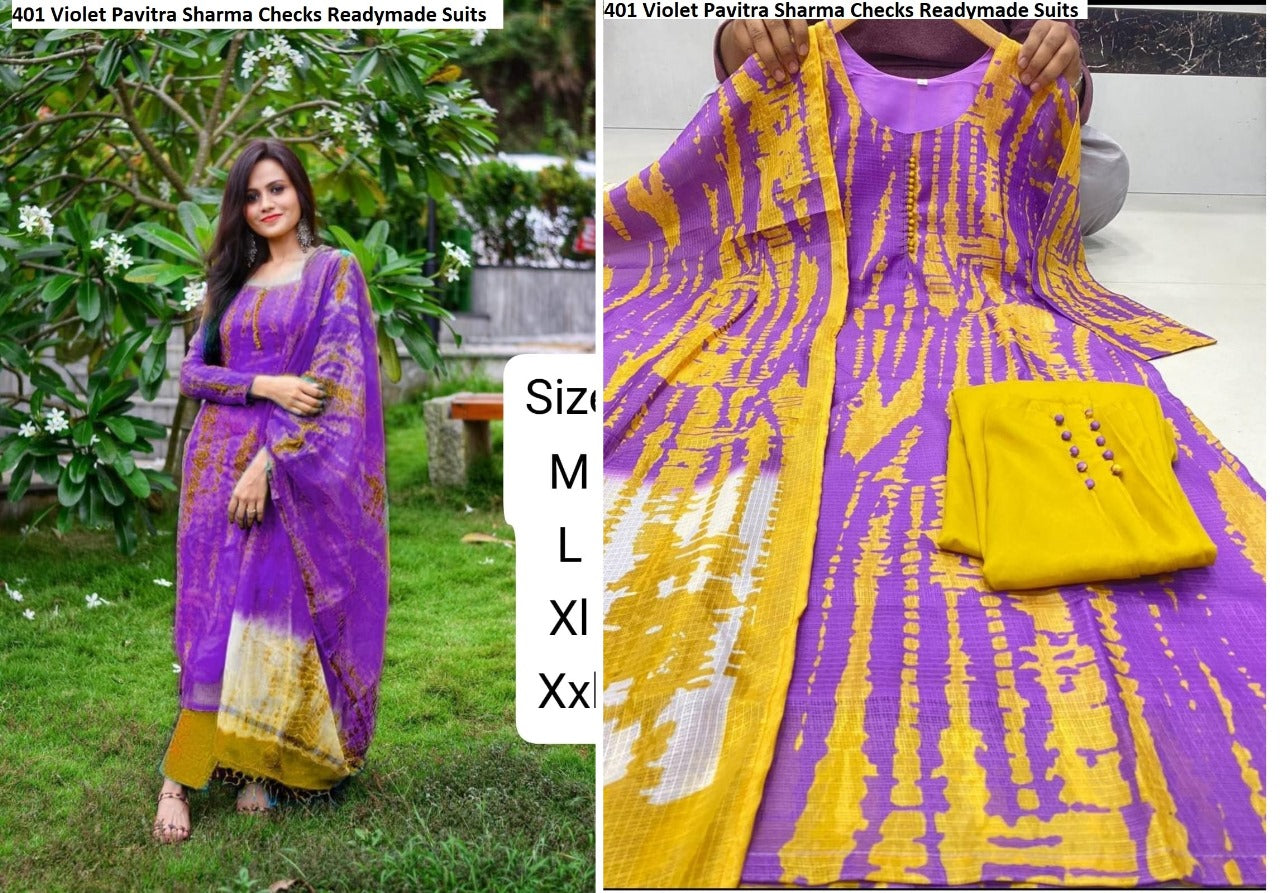 401 Pavitra Sharma Russian Silk Readymade Pant Style Suits Supplier India