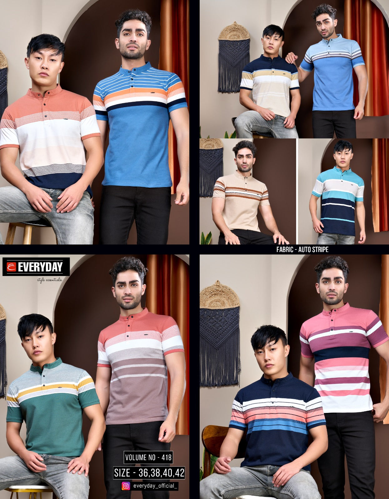 418 Everyday Auto Stripes Mens Tshirts Wholesaler India