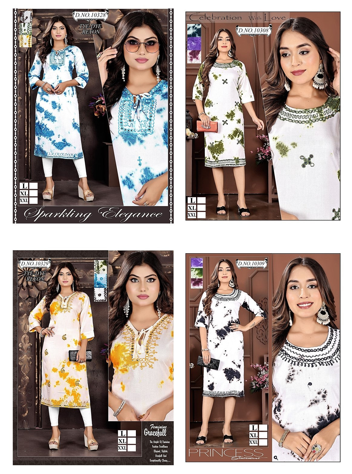 Tie Dye 2308 Mmc Rayon Knee Length Kurtis Exporter Ahmedabad