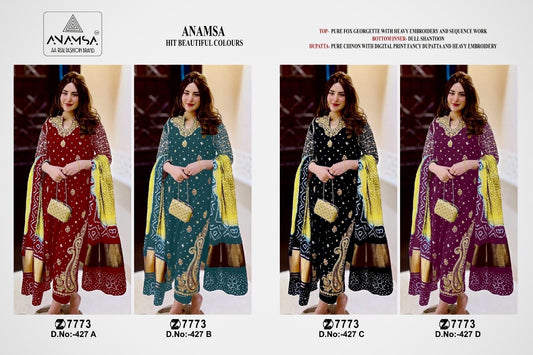 427 Anamsa Fox Georgette Pakistani Salwar Suits Manufacturer Gujarat